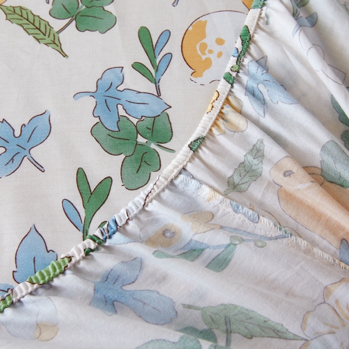 91家纺网 家纺一手货源 找家纺 金丝鸟 2022新款全棉床笠单品 早安兔兔