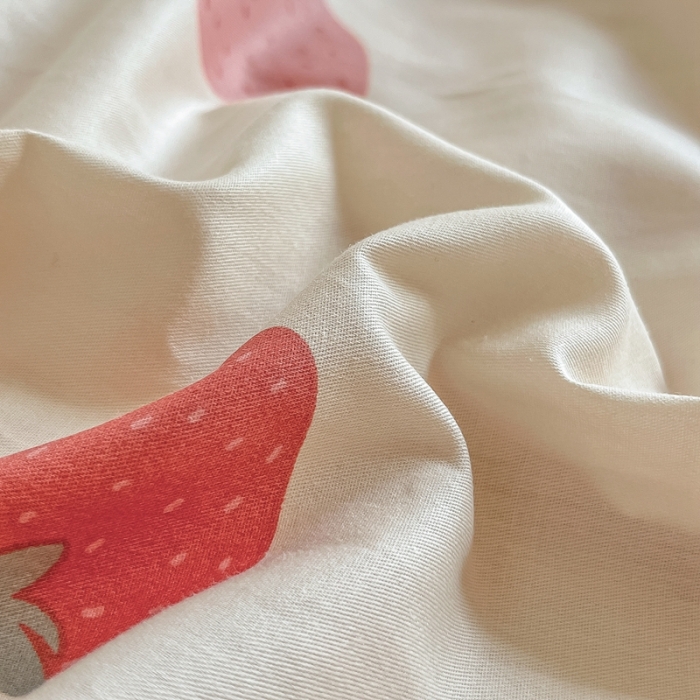 91家纺网 家纺一手货源 找家纺 金丝鸟 2022新款全棉麻绳款四件套 草莓点点