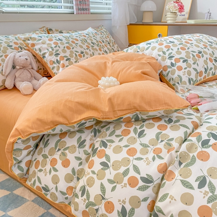 91家纺网 家纺一手货源 找家纺 金丝鸟 2022新款全棉麻绳款四件套 果实