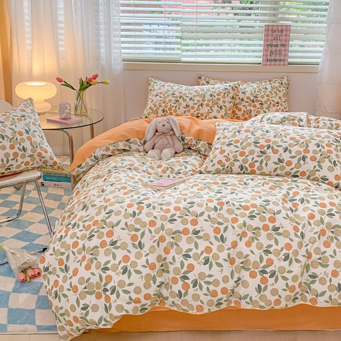 91家纺网 家纺一手货源 找家纺 金丝鸟 2022新款全棉麻绳款四件套 果实