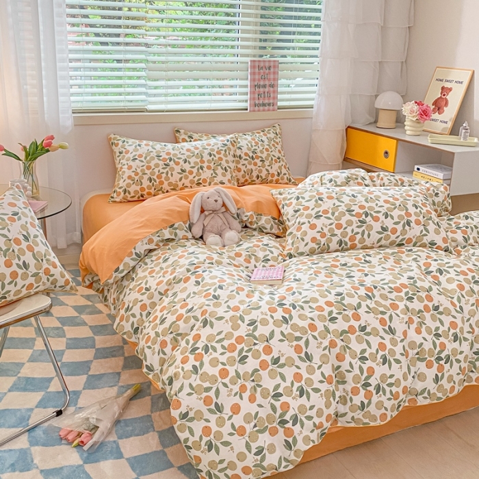 91家纺网 家纺一手货源 找家纺 金丝鸟 2022新款全棉麻绳款四件套 果实