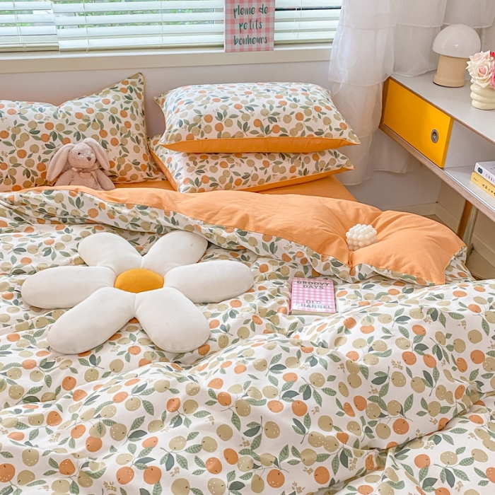 91家纺网 家纺一手货源 找家纺 金丝鸟 2022新款全棉麻绳款四件套 果实