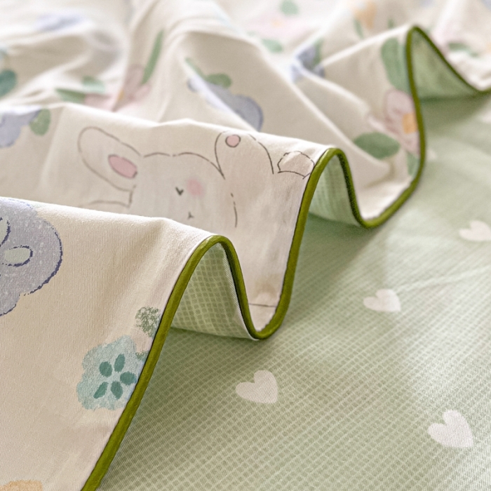 91家纺网 家纺一手货源 找家纺 金丝鸟 2022新款全棉麻绳款四件套 花丛乐宠