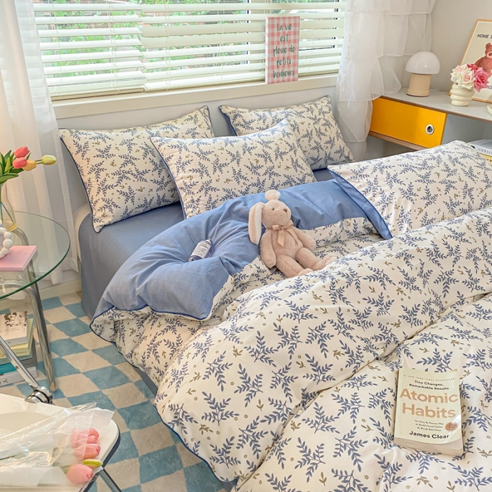 91家纺网 家纺一手货源 找家纺 金丝鸟 2022新款全棉麻绳款四件套 兰芝