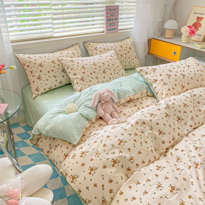 91家纺网 家纺一手货源 找家纺 金丝鸟 2022新款全棉麻绳款四件套 迷迭香