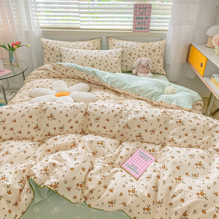 91家纺网 家纺一手货源 找家纺 金丝鸟 2022新款全棉麻绳款四件套 迷迭香