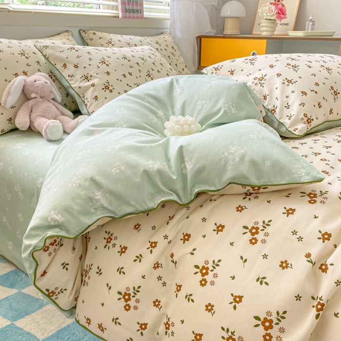 91家纺网 家纺一手货源 找家纺 金丝鸟 2022新款全棉麻绳款四件套 迷迭香