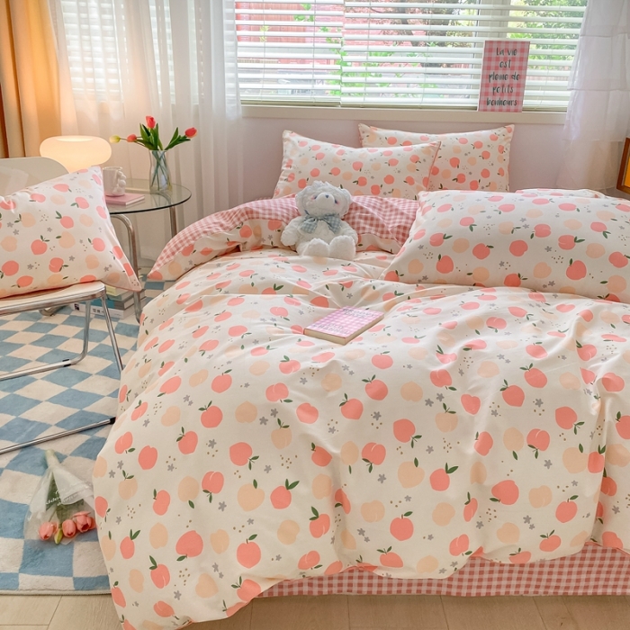 91家纺网 家纺一手货源 找家纺 金丝鸟 2022新款全棉麻绳款四件套 平安果