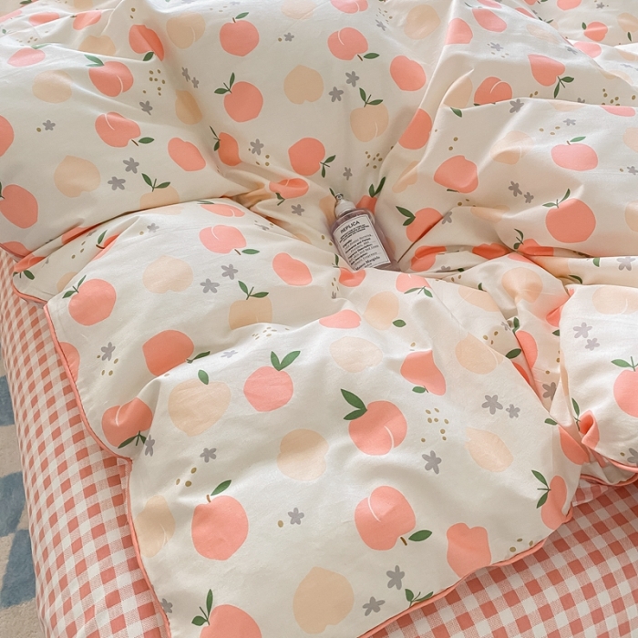 91家纺网 家纺一手货源 找家纺 金丝鸟 2022新款全棉麻绳款四件套 平安果