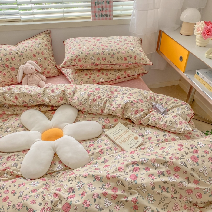 91家纺网 家纺一手货源 找家纺 金丝鸟 2022新款全棉麻绳款四件套 颜如玉