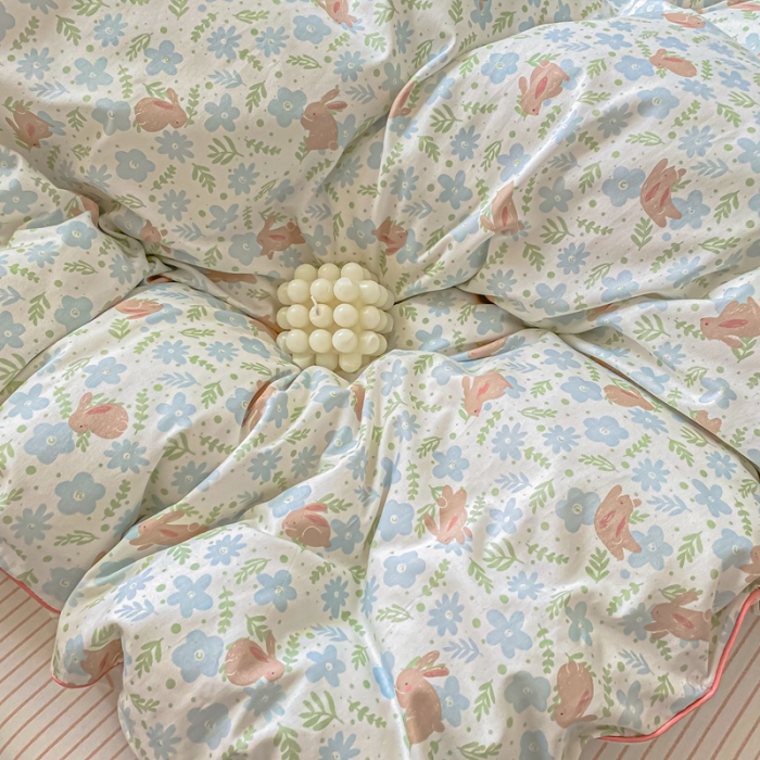 91家纺网 家纺一手货源 找家纺 金丝鸟 2022新款全棉麻绳款四件套 玉兔