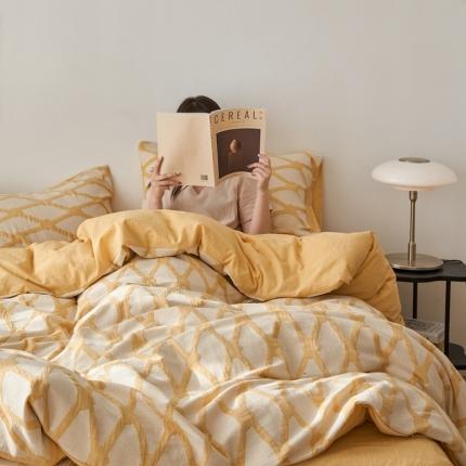 91家纺网 家纺一手货源 找家纺 （总）简家居 2022新款全棉色织大提花帛格系列四件套