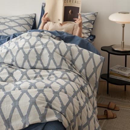 91家纺网 家纺一手货源 找家纺 （总）简家居 2022新款全棉色织大提花帛格系列四件套