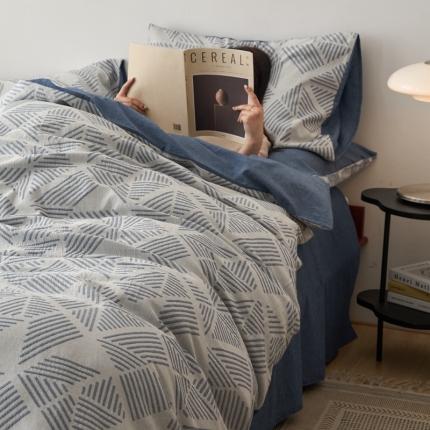 91家纺网 家纺一手货源 找家纺 （总）简家居 2022新款全棉色织大提花格森系列四件套