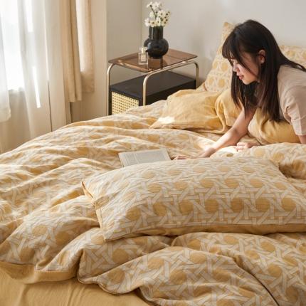 91家纺网 家纺一手货源 找家纺 （总）简家居 2022新款全棉色织大提花佩罗系列四件套