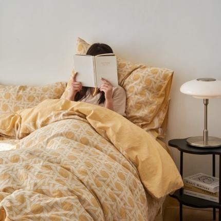 （总）简家居 2022新款全棉色织大提花佩罗系列四件套