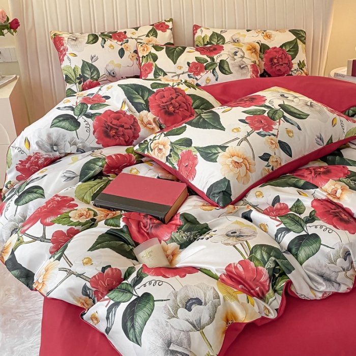 91家纺网 家纺一手货源 找家纺 用心 2022新款数码印花婚庆四件套 浪漫满屋