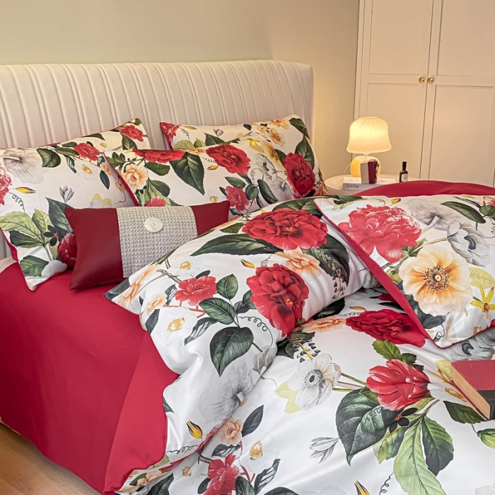 91家纺网 家纺一手货源 找家纺 用心 2022新款数码印花婚庆四件套 浪漫满屋