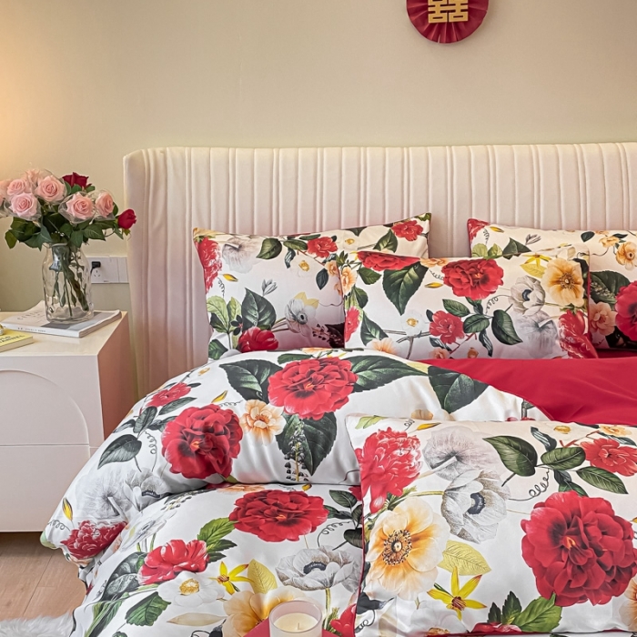 91家纺网 家纺一手货源 找家纺 用心 2022新款数码印花婚庆四件套 浪漫满屋