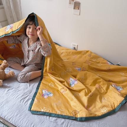 91家纺网 家纺一手货源 找家纺 汇庭 2021新款长绒棉儿童夏被 卡士熊黄色