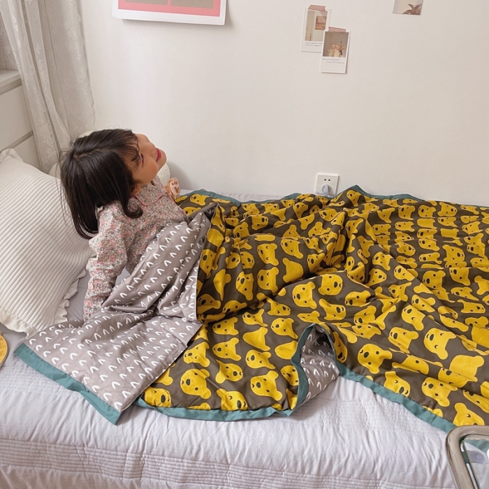 91家纺网 家纺一手货源 找家纺 汇庭 2021新款长绒棉儿童夏被 呆萌狗