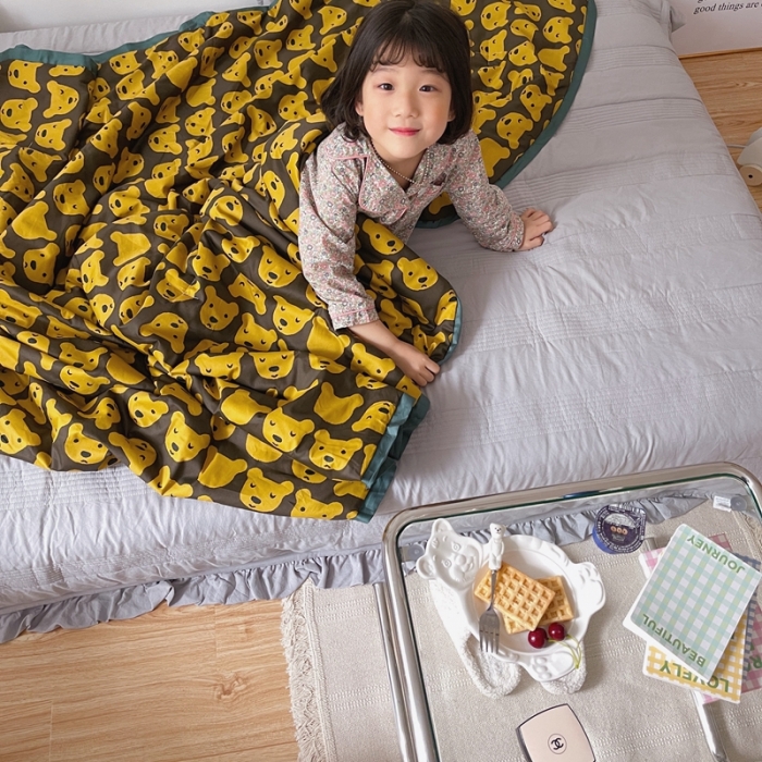 91家纺网 家纺一手货源 找家纺 汇庭 2021新款长绒棉儿童夏被 呆萌狗