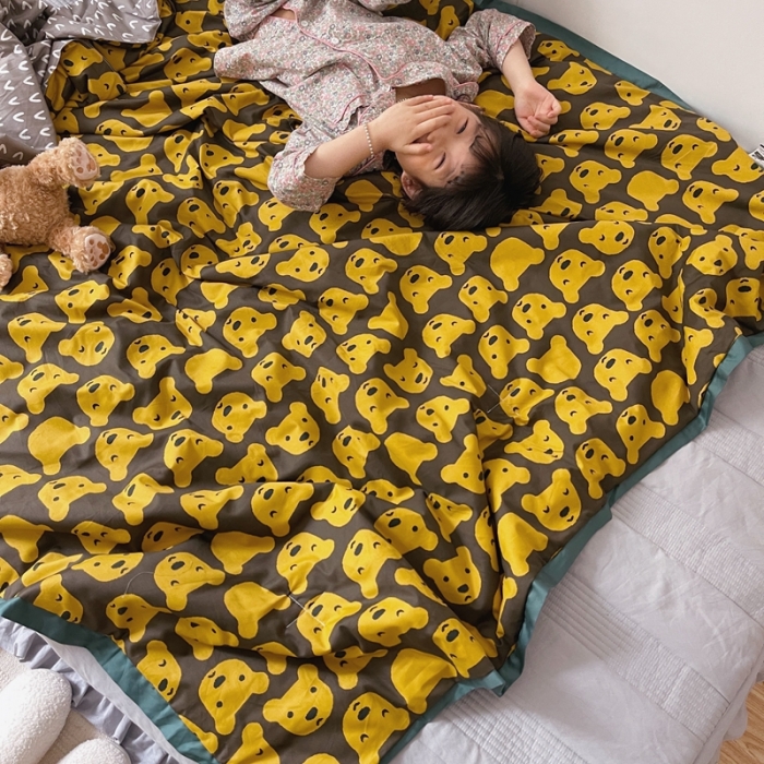 91家纺网 家纺一手货源 找家纺 汇庭 2021新款长绒棉儿童夏被 呆萌狗