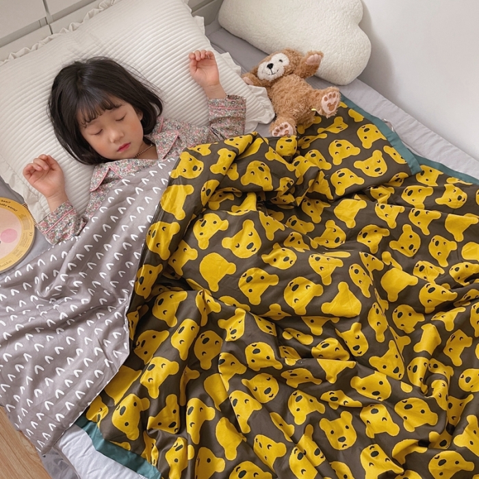 91家纺网 家纺一手货源 找家纺 汇庭 2021新款长绒棉儿童夏被 呆萌狗