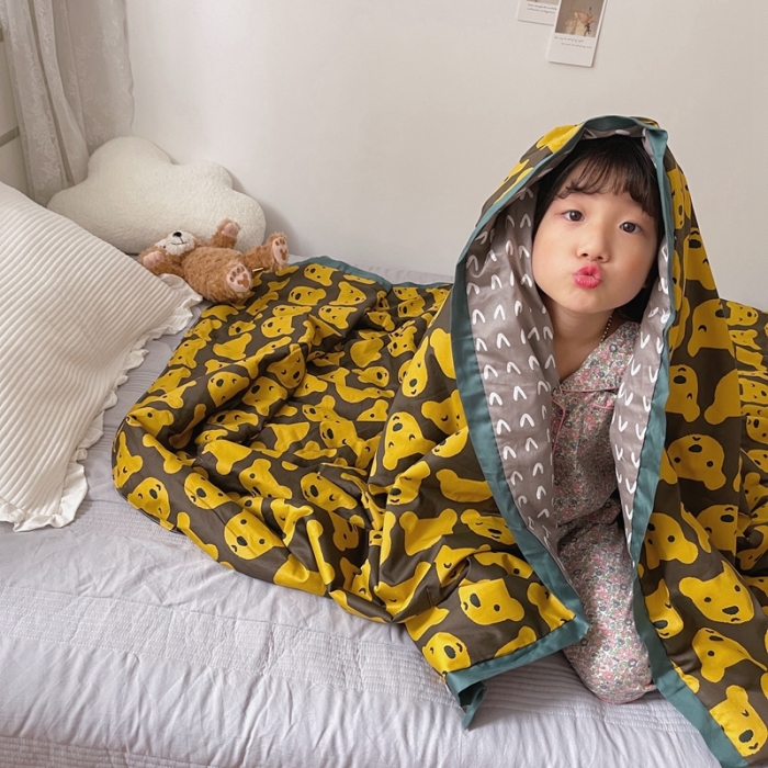 91家纺网 家纺一手货源 找家纺 汇庭 2021新款长绒棉儿童夏被 呆萌狗