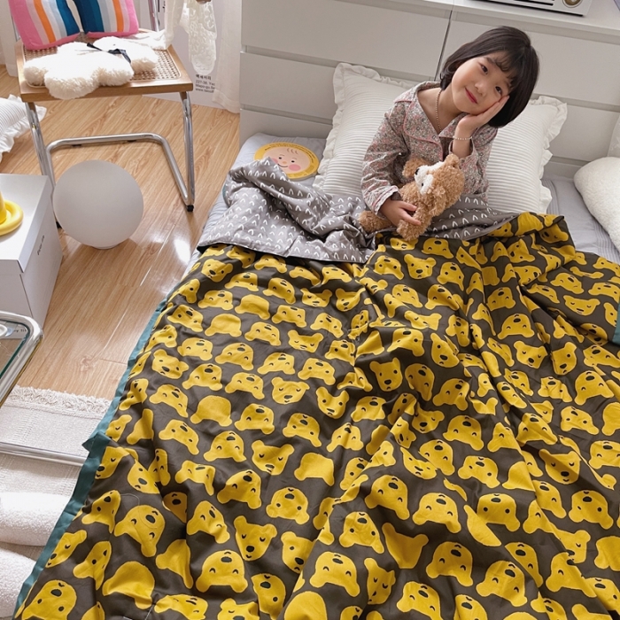 91家纺网 家纺一手货源 找家纺 汇庭 2021新款长绒棉儿童夏被 呆萌狗