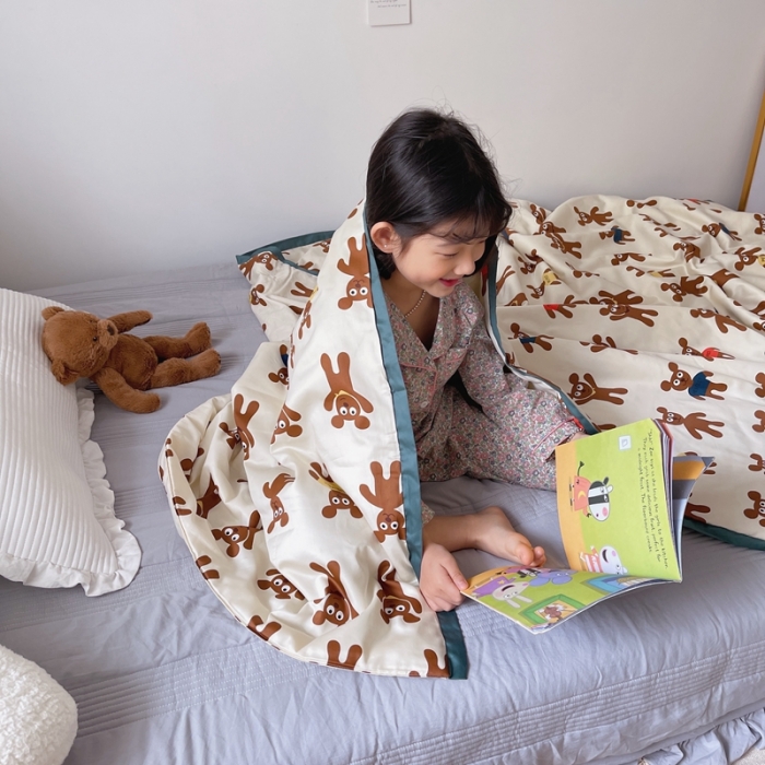 91家纺网 家纺一手货源 找家纺 汇庭 2021新款长绒棉儿童夏被 姜饼人白