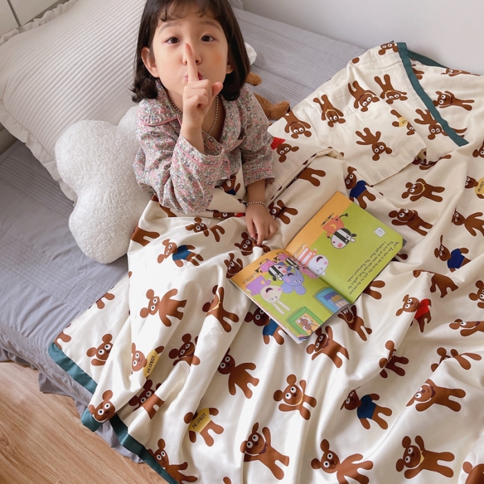 91家纺网 家纺一手货源 找家纺 汇庭 2021新款长绒棉儿童夏被 姜饼人白