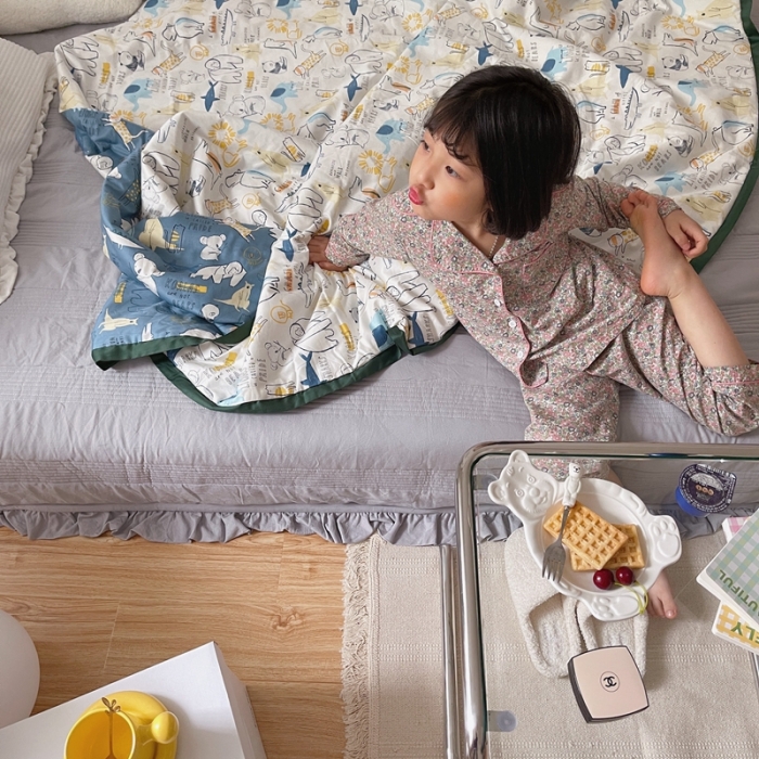 91家纺网 家纺一手货源 找家纺 汇庭 2021新款长绒棉儿童夏被 考拉