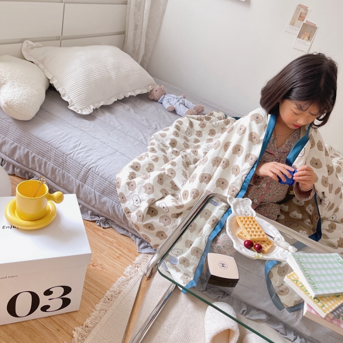 91家纺网 家纺一手货源 找家纺 汇庭 2021新款长绒棉儿童夏被 口袋熊