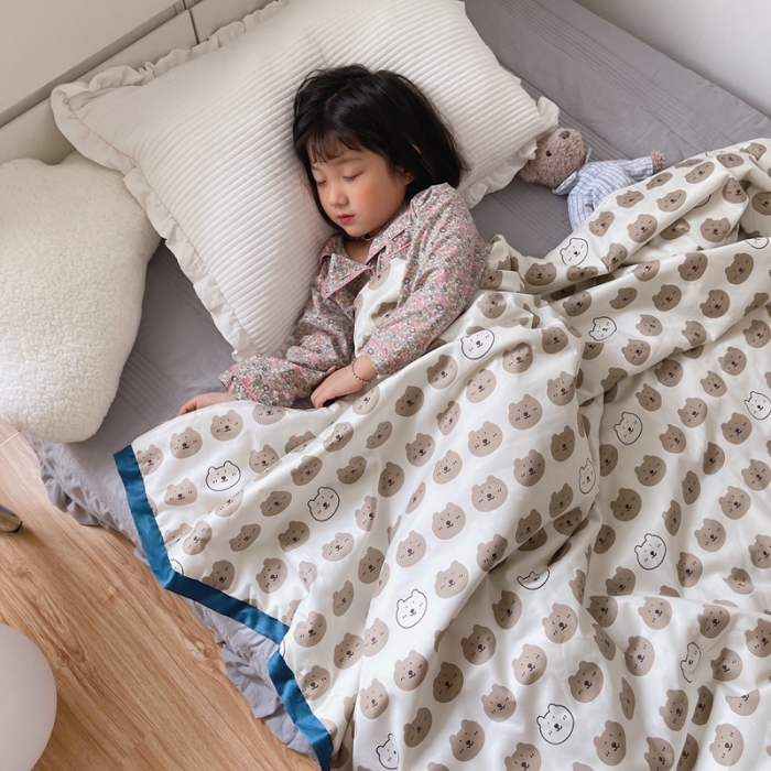 91家纺网 家纺一手货源 找家纺 汇庭 2021新款长绒棉儿童夏被 口袋熊