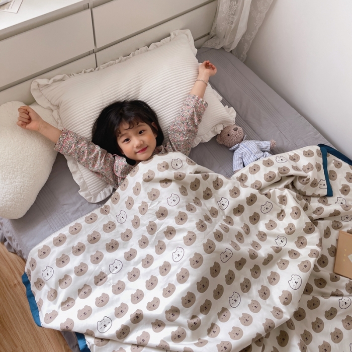 91家纺网 家纺一手货源 找家纺 汇庭 2021新款长绒棉儿童夏被 口袋熊