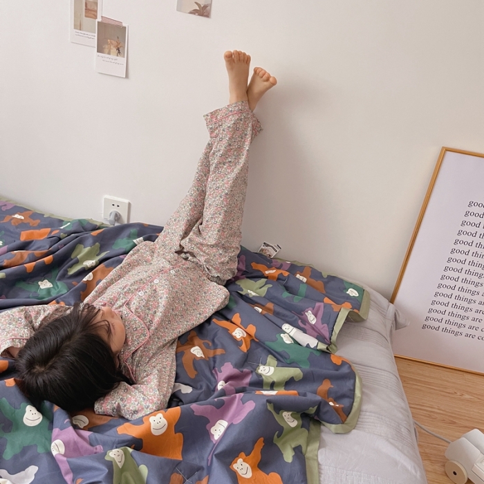 91家纺网 家纺一手货源 找家纺 汇庭 2021新款长绒棉儿童夏被 拖拖拉