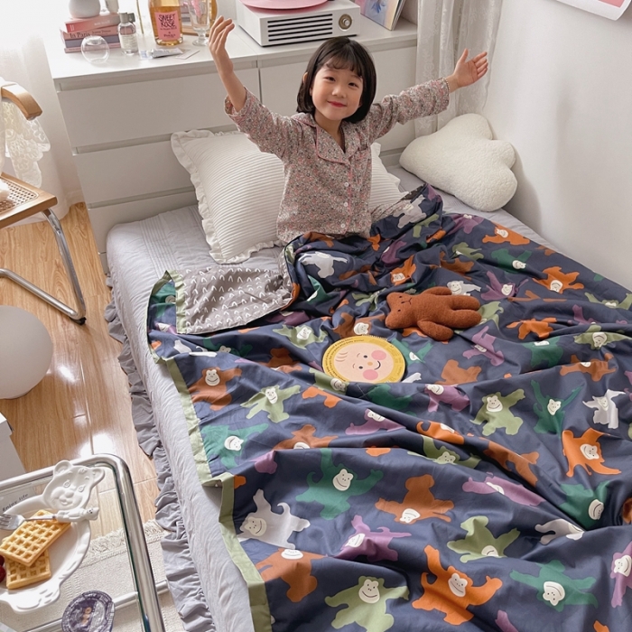 91家纺网 家纺一手货源 找家纺 汇庭 2021新款长绒棉儿童夏被 拖拖拉