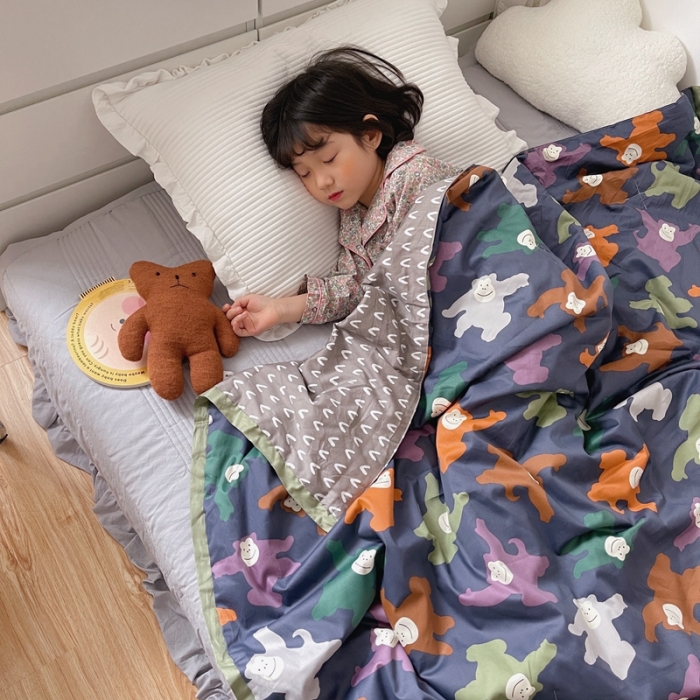 91家纺网 家纺一手货源 找家纺 汇庭 2021新款长绒棉儿童夏被 拖拖拉