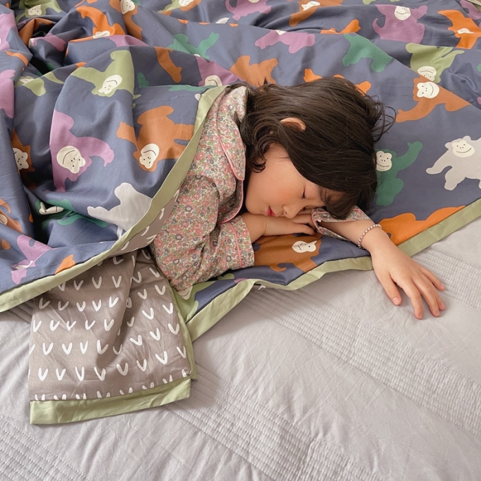 91家纺网 家纺一手货源 找家纺 汇庭 2021新款长绒棉儿童夏被 拖拖拉