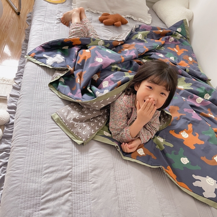 91家纺网 家纺一手货源 找家纺 汇庭 2021新款长绒棉儿童夏被 拖拖拉