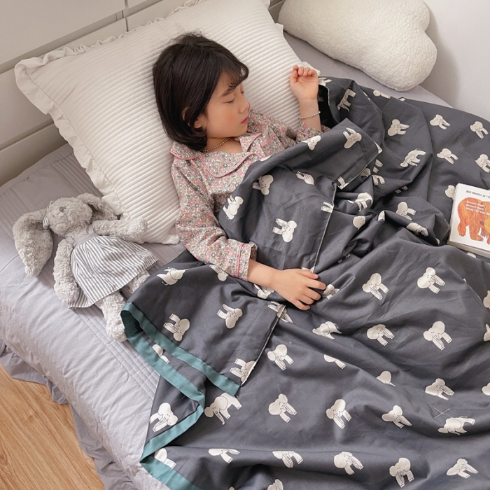 91家纺网 家纺一手货源 找家纺 汇庭 2021新款长绒棉儿童夏被 象多多