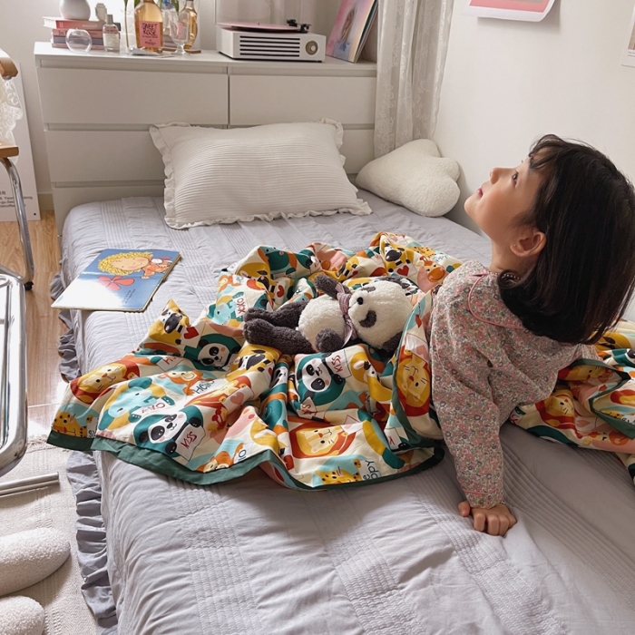 91家纺网 家纺一手货源 找家纺 汇庭 2021新款长绒棉儿童夏被 熊猫