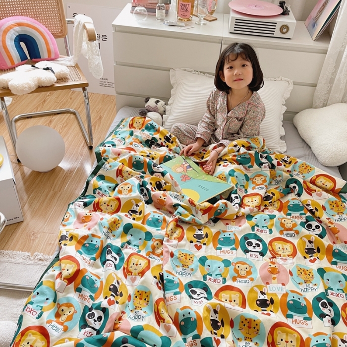 91家纺网 家纺一手货源 找家纺 汇庭 2021新款长绒棉儿童夏被 熊猫