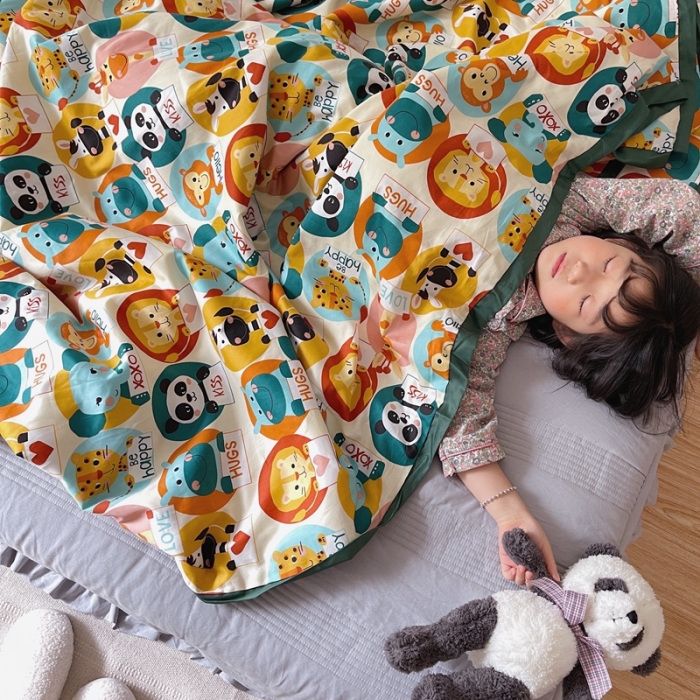 91家纺网 家纺一手货源 找家纺 汇庭 2021新款长绒棉儿童夏被 熊猫