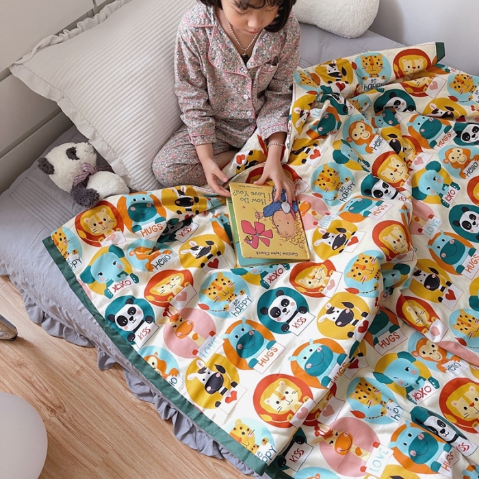 91家纺网 家纺一手货源 找家纺 汇庭 2021新款长绒棉儿童夏被 熊猫