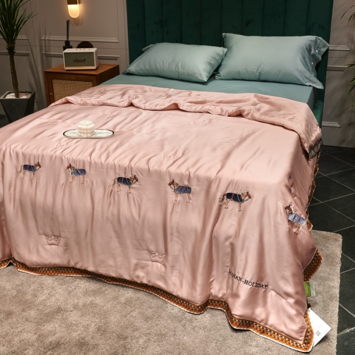 91家纺网 家纺一手货源 找家纺 汇庭 2021新款马德里系列纯色夏被 裸粉