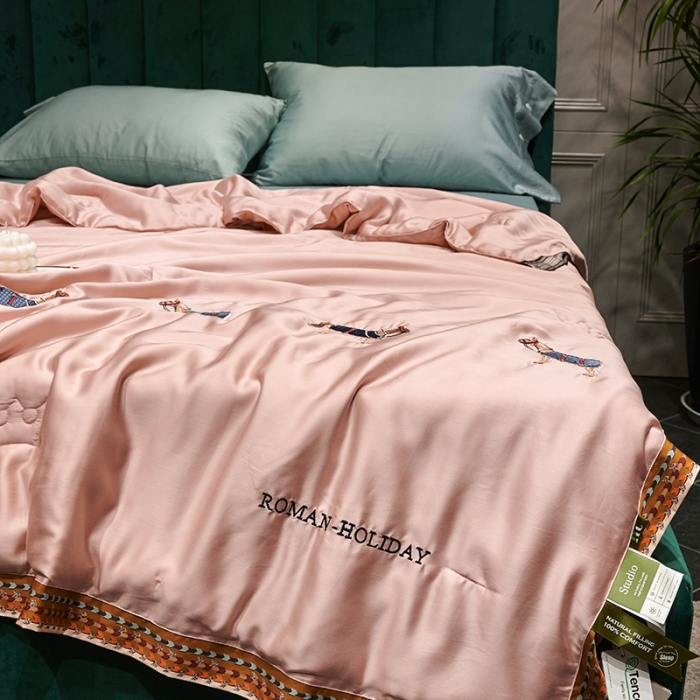 91家纺网 家纺一手货源 找家纺 汇庭 2021新款马德里系列纯色夏被 裸粉