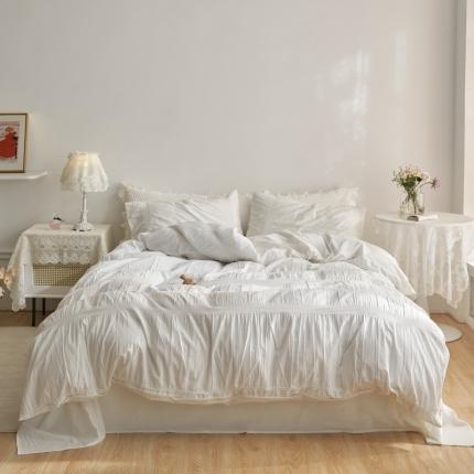 91家纺网 家纺一手货源 找家纺 简家居 2022新款泡泡纱四件套 泡芙-白