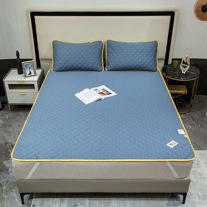 91家纺网 家纺一手货源 找家纺 冬然家纺 2022新款软床垫全棉床护垫保护垫床单 满天星宾利蓝